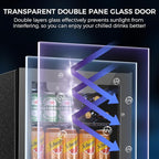 68 Cans Beverage Refrigerator Cooler, 1.7 cu.ft Mini Fridge Glass Door Drink Cooler for Beer, Soda,Wine, Digital Temperature Control for Home Office Bar