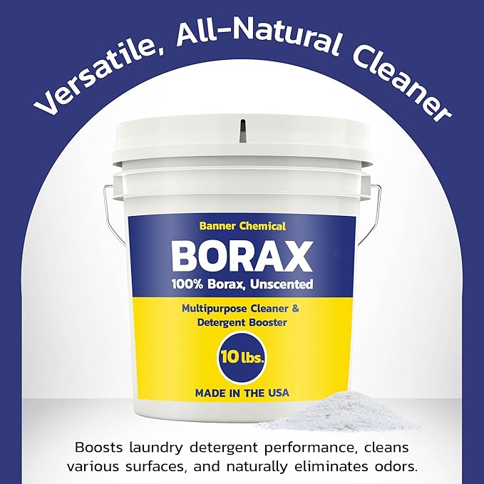 Raw Borax (10 lbs) - 100% Pure, Unscented, Multi-Purpose Cleaner & Detergent Booster - Natural Household Cleaner and Stain Remover - Made in the USA