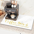 Findosom Dish Drying Mat, 16"x 24" Super Absorbent & Hide Stain Coffee Mat, Cuttable Drying Mat for Kitchen Counter, Coffee Bar Accessories, Under Dish Rack, Coffee Maker, Espresso Machine, White
