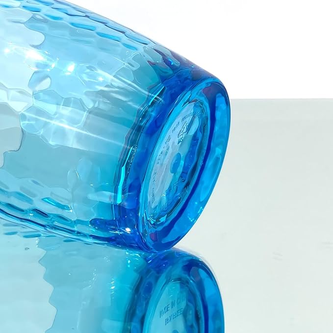 Set of 6 Hammered Style 15-ounce/430ml Acrylic Glasses Plastic Tumbler,BPA Free,Dishwasher Safe (Blue)