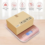 Digital Shipping Scale,Stainless Steel Panel, Accurate Portable Postal Scale for Packages, Small Business,Kitchen, Food, Handmade, Liquids, and Boutique (Rose Gold Battery(5kg/1g))