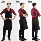 NLUS 2 Pack Kitchen Cooking Aprons, Adjustable Bib Soft Chef Apron with 2 Pockets for Men Women (Black,2)