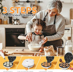 DSP Mini Donut Maker - Non-Stick, Cool Touch Electric Doughnut Machine for Mini Donuts - Perfect for Breakfast, Snacks & Desserts (White, 7 Donuts)