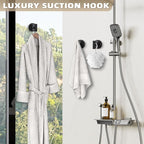 Suction Cup Hooks for Shower - Bathroom Reusable Hooks for Towels, Robes & Loofah - No-Drill Mounting on Kitchen, Walls, Metal, Glass, Mirrors, Tile & Smooth Non-Porous Surfaces Matte Black 4 Pack