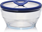 Anyday 4-Cup Glass Food Storage with Glass Lid, Round Deep Dish | Plastic-Free Meal Prep & Microwave Cookware | Stackable Airtight Storage Container with Vented Lid for Microwave-Safe Reheating