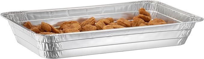(10 Count) Full Size Deep Steam Table Pans Without Lids | Aluminum Foil Pans | Disposable Food Containers for Baking, Freezing, and Storage (21” x 13” x 3”)