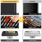 Half Sheet Pan with Cooling Rack 17.3” x 13.1”, Cookie Sheets for Baking 0.8mm Thick Non Stick Baking Sheets for Oven Heavy Duty Baking Trays with Diamond Texture