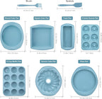 Nonstick Silicone Baking Mat Set, 9-in-1 Heat Resistant Cookie Sheet & Cake Pan Molds for Muffin, Loaf, Pizza, Cheesecake, Cupcake, Pie - Oven Bakeware Tools Kit