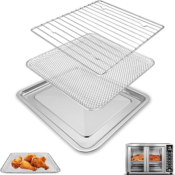Toaster Oven Replacement Parts for Gourmia GTF7655 GTF7460 GTF7465, 3 IN 1 Basket Tray Rack Kit for Gourmia Digital Toaster Oven Air Fryer French Door17 Cooking Presets 1700W 24L