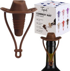 Silicone Wine Stopper Cute Wine Accessories Reusable Sealing plug Fun Cowboy Hat bottle Seals keep wine fresh Gifts for Wine Collector replacement Corks (Brown)