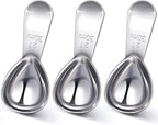 Patelai 3 Pieces Coffee Scoop Tablespoon Measuring Spoons Stainless Steel Coffee Scoops Short Handle Tablespoon for Tea Sugar Kitchen Gifts(30 ml,Silver)