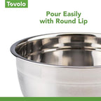 Tovolo XL Mixing Bowl Stainless Steel 7 Quart Extra Large Metal Mixing Bowls, Dishwasher Safe Big Deep Metal Bowl for Baking and Cooking Prep with Easy Pour Lip, Bowl for Salad Mixing Bread Kneading