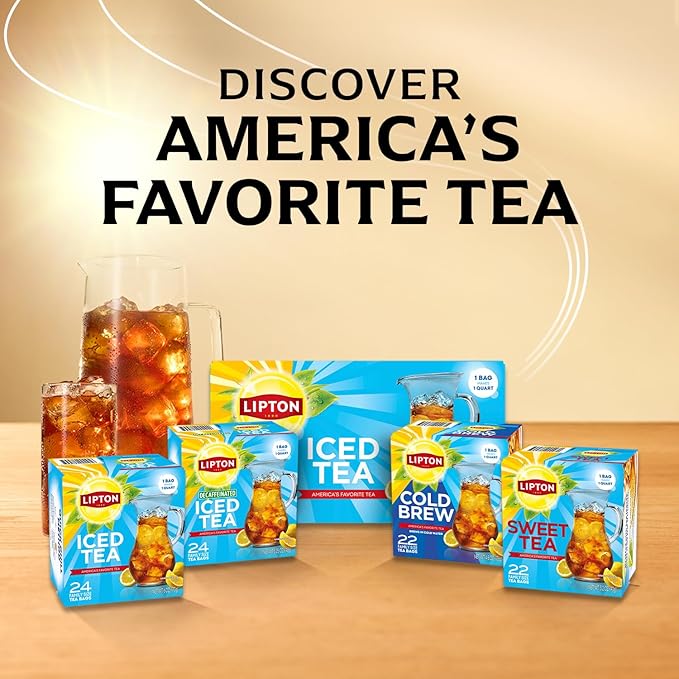 Lipton Unsweetened Iced Tea Bags, Family Size Zero Calories, 24 Total Tea Bags