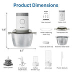 Electric Blender and Food Processor Combo: 4 in 1 Food Grinder for Grinding Meat Coffee, Peeling Garlic & Juicing, 350W Food Chooper with 1.8L Stainless Steel Bowl & 2 Cups, 2 Speed, White
