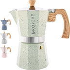 GROSCHE Milano Moka pot, Stovetop Espresso maker, Greca Coffee Maker, Stovetop coffee maker and espresso maker percolator (Mint, 9 cup)