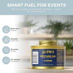 Alpha Living - Luxe Gold Edition - 6 Hour Chafing Fuel - Food Warmer for Chafing Dish Buffet Set - Liquid Safe Fuel with Wick & Lid Opener for Chafing Dish Gold Canister for Luxry Events (12 Pack)