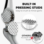 Zulay Kitchen Large Premium Garlic Press Set – Rust Proof & Dishwasher Safe, Bigger Bowl Garlic Mincer Tool with Silicone Garlic Peeler & Brush, Easy Squeeze & Clean, Ergonomic Handle - Chrome