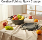 3 Pack Collapsible Colander with Strainer Bowl Set, 11 & 13 In BPA-Free Silicone Colanders for Kitchen, Heat-Resistant Space-Saving Strainer Dishwasher Safe Baskets for Vegetable Fruits(Grey)