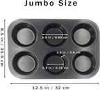 Non-Stick Jumbo Muffin Pans, 6-Cup Set of 2 Baking Pans with a Spatula for Extra-large Muffins & Cupcakes