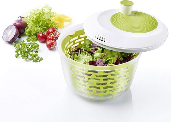 Westmark Salad Spinner, Capacity: 4.4 litres, ø 23.5 cm, Plastic, BPA-Free, Spinderella, Colour: Transparent/White/Green, 243022E1
