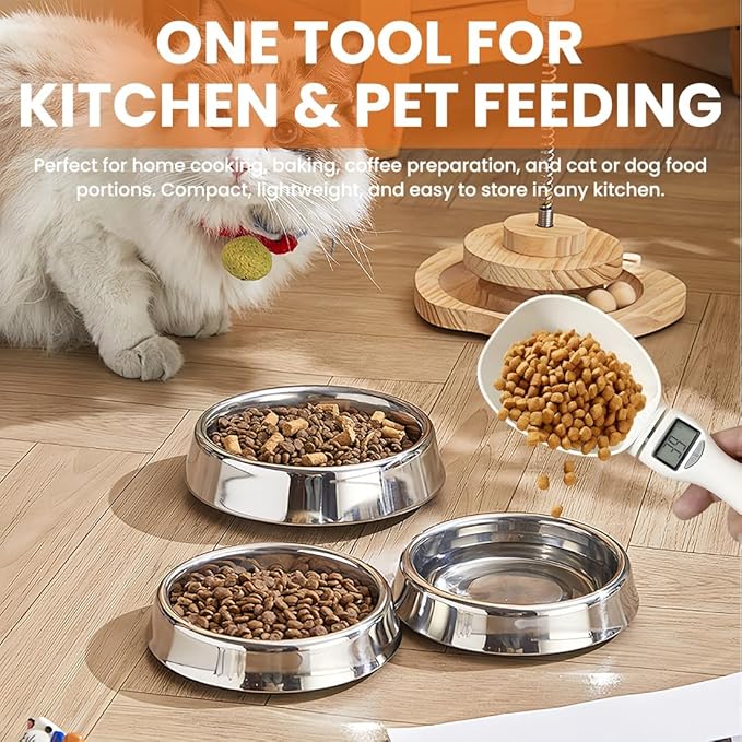 Digital Measuring Spoon Scale, Electronic Food Scoop with Conversion, Kitchen Adjustable Smart Weighing Cup for Home Cat Dog Pet, Cooking Tool Baking Gadgets in Grams with Lcd Screen(#A-1pc)