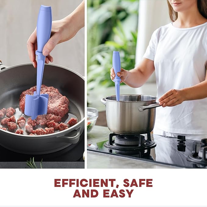 Meat Chopper, Hamburger Grinder, Premium Heat Resistant Smasher for Ground Beef, Burger Grinder Nylon Potato Mix Tool-Purple