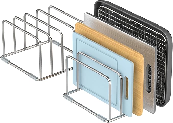 Cutting Board Stand, Cutting Board Rack, Cutting Board Organizer Stainless Steel, Cutting Board Holder for Countertop, Chopping Board Holder (2 Pack)