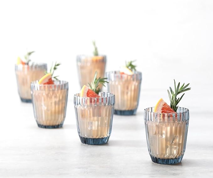 Fortessa Archie Glass Drinkware, Double Old Fashioned (Set of 6), 12.5 Ounce, Dusk Gray