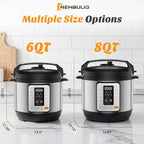 NEWBULIG 16-in-1 Electric Pressure Cooker, 6QT Multi Cooker with 12 Presets, Slow Cook Rice Steamer Sauté Soup Meat Stew Canning Yogurt Maker, Ceramic Inner Pot & Recipe Book Included, Silver