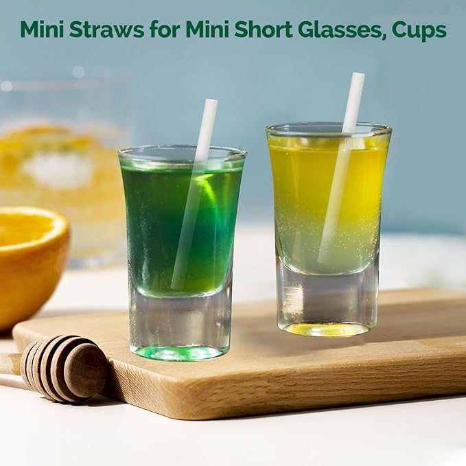 3'' Mini Paper Straws, Small Paper Sticks, Tasting Straws, Sample Straws, Stir Sticks, Fit for 1oz 2oz 3oz 4oz Portion Cups, DIY Crafts - 0.20"/5mm Dia. White, 500 Counts