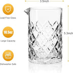 Cocktail Mixing Glass, 18.5oz Crystal Mixing Glass, Thick Bottom Bar Stiring Glasses, Bartender Mixing Jug for Manhattan, Martini, Whiskey
