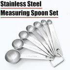 Luomorgo 7 Pcs/Set Measuring Spoons Set, Stainless Steel Measuring Spoons & Tablespoons, 1/8 tsp, 1/4 tsp, 1/2 tsp, 3/4 tsp, 1 tsp, 1/2 tbsp, 1 tbsp for Measuring Dry and Liquid Ingredients