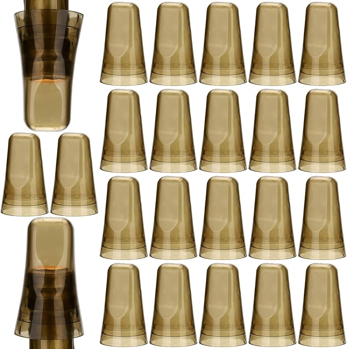 ZEAYEA 24 Pieces Universal Liquor Bottle Cover, Translucent Bottle Pour Dispenser Spout Dust Covers, Plastic Pour Dust Caps for Home Kitchen Tools Supplies