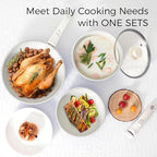 SODAY 15Pcs Pots and Pans Set Non Stick, Cookware Sets with Detachable Handle, Nonstick RV Kitchen Cooking Tools Removable Handles, Oven Safe, Induction Fast, Stackable Induction Cookware, Pink