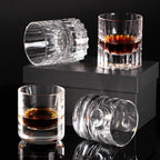 KAMMAK Crystal Whiskey Glasses Set of 2, 6.76oz Old Fashioned Glasses Stemless, Hand Blown White Cocktail Glasses, Engagement Gifts for Couples, Women, Men