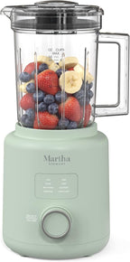 Martha Stewart 50oz Countertop Blender, Smoothie, Margarita & Ice Crushing Blender, BPA-Free Pitcher, 3 Speeds, 5 Presets, Auto-Clean Function, Dishwasher Safe, Stainless Steel Blades, Honeydew Green