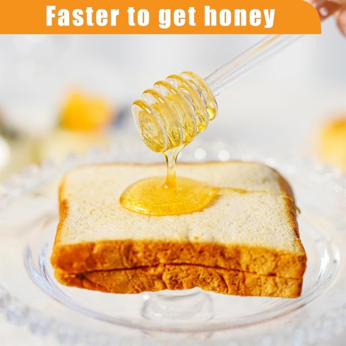 kanpura Honey Pot with Dipper and Lid, 6oz Mini Glass Honey Jar, Crystal Syrup Dispenser for Christmas Home Kitchen Decor