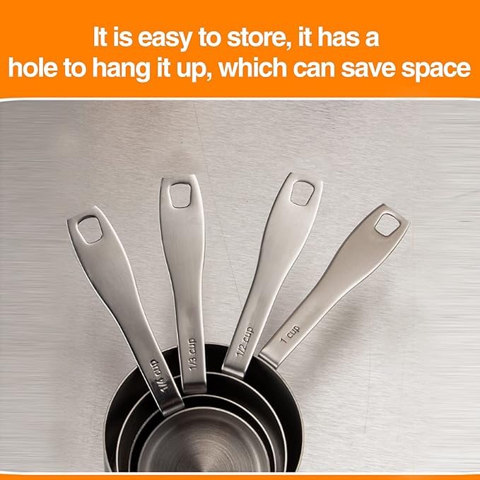Measuring Cups Measuring Spoon Handle with Scale Stainless Steel Multifunctional Durable Portable Kitchen & Dining Measuring Tool for Dry Foods Spices or Liquids Ingredients (3/4 Cup)
