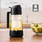 PARACITY 2 in 1 Oil Dipenser Bottle with Silicone Bottom (Black-2PCS)