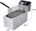 Electric Deep Fryer with Basket for Home Use, Countertop Deep Fryer 1700w Powerful Performance 4.2Qt Capacity Stainless Steel Oil Fryer