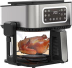 3-in-1 Air Fryer Oven, 5.2QT with See-Through Window, 8 Presets Touchscreen, Multi-Cooker for Air Frying, Roasting, Baking, Dehydrate, Reheat & Stewing, Turbo Crisp Technology, No Flip Needed.