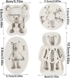 Bear Silicone Fondant Molds Bear Candy Chocolate Molds for Teddy Bears Cake Decoration Cupcake Topper Candy Chocolate Polymer Clay Resin Epoxy Gum Paste Set of 4