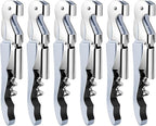 6 Pieces Professional Waiter Corkscrew Wine Openers, White Wine Keys Opener Stainless Steel Hinges Serrated Foil Cutter for Restaurant Waiters, Sommelier, Bartenders (White)