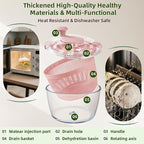 Good Grips Large 5.2 Qt Glass Salad Spinner Vegetable Dryer with Drain Dishwasher Safe with Transparent Lid Crank Handle Quick Spin Greens Washer for Lettuce Herbs Fruits Pink