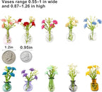 Mini Vase Magnets for Fridge, 10pack Cute Tiny Magnetic Glass Vases Refrigerator Accessories, Real Flowers Pot Magnet, Funny Aesthetic Plant Pot Locker Office Kitchen Decoration, Small Magnet Bud