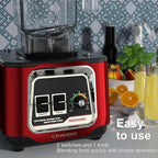 CRANDDI Commercial Blender, 2200W Countertop Blenders with Removable Shield, Quiet Smoothie Blender for Shakes and Ice Crushing, 52oz, 38000 RPM Professional Blenders for Kitchen, K80 (Red)