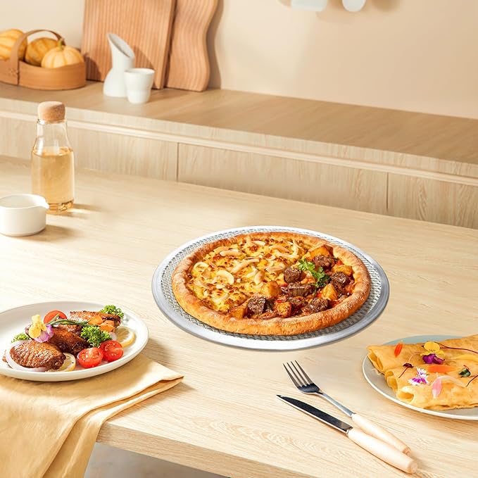 Pizza Pan Set of 3pcs, Aluminum Pizza Screen, Metal Pizza Tray for Oven Kitchen Baking Home Restaurant, Dishwasher Safe (12inch-6pcs)
