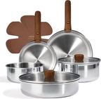 CAROTE 13 PCS Tri-Ply Stainless Steel Cookware Set with Detachable Handle, Pots and Pans Set, Induction Kitchen Cooking Sets, RV/Camping Cookware, Oven Safe