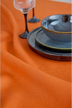 Solino Home Linen Placemats Set of 4 - Persimmon Orange Placemats 14 x 19 Inch - 100% Pure Linen Table Place Mats for New Year - Fete