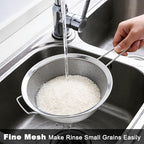 8.7" Large Fine Mesh Strainer Set with Sturdy Handle, Stainless Steel Sieve Flour Sifter, Kitchen Metal Colander for Rice, Quinoa, Pasta, Fruit, 2 Pack